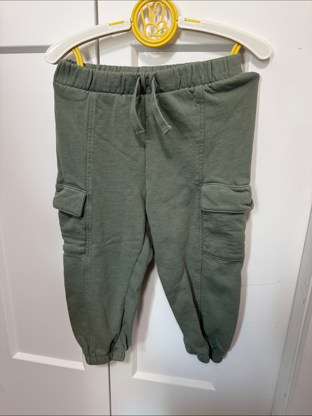 H&M Olive Green Cargo Jogger Pants for Kids with matching onesie